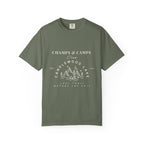 "Champs & Camps" -Camp Themed Bachelorette or Wedding Tee,  Bride Shirt, Last Trail Before The Veil, Bachelorette Party Gift, Summer Vacation Wear, [...]