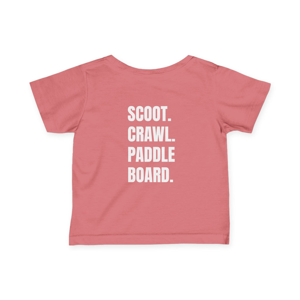 Infant- "Scoot. Crawl. Paddleboard." Adventure Tee- in white writing - Playful Baby Shirt for Active Explorers, Cute Toddler Gift, Fun Summer Wear, Baby Shower Present