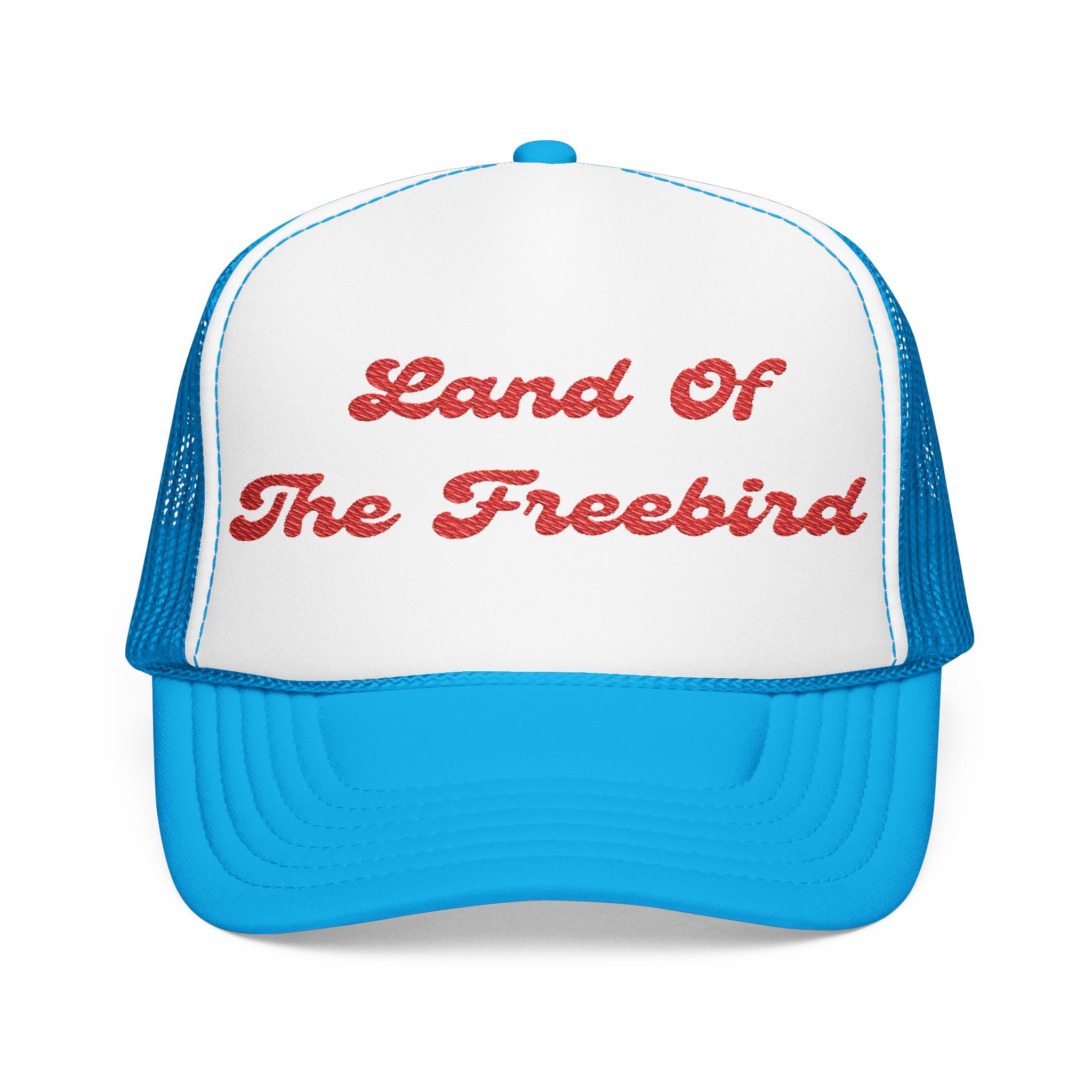 "Land of the Freebird"- Foam Trucker Hat, Embroidered Cap, BBQ Hat, Perfect Gift for Grilling Enthusiasts, Summer BBQ Accessory, Fun Party Hat