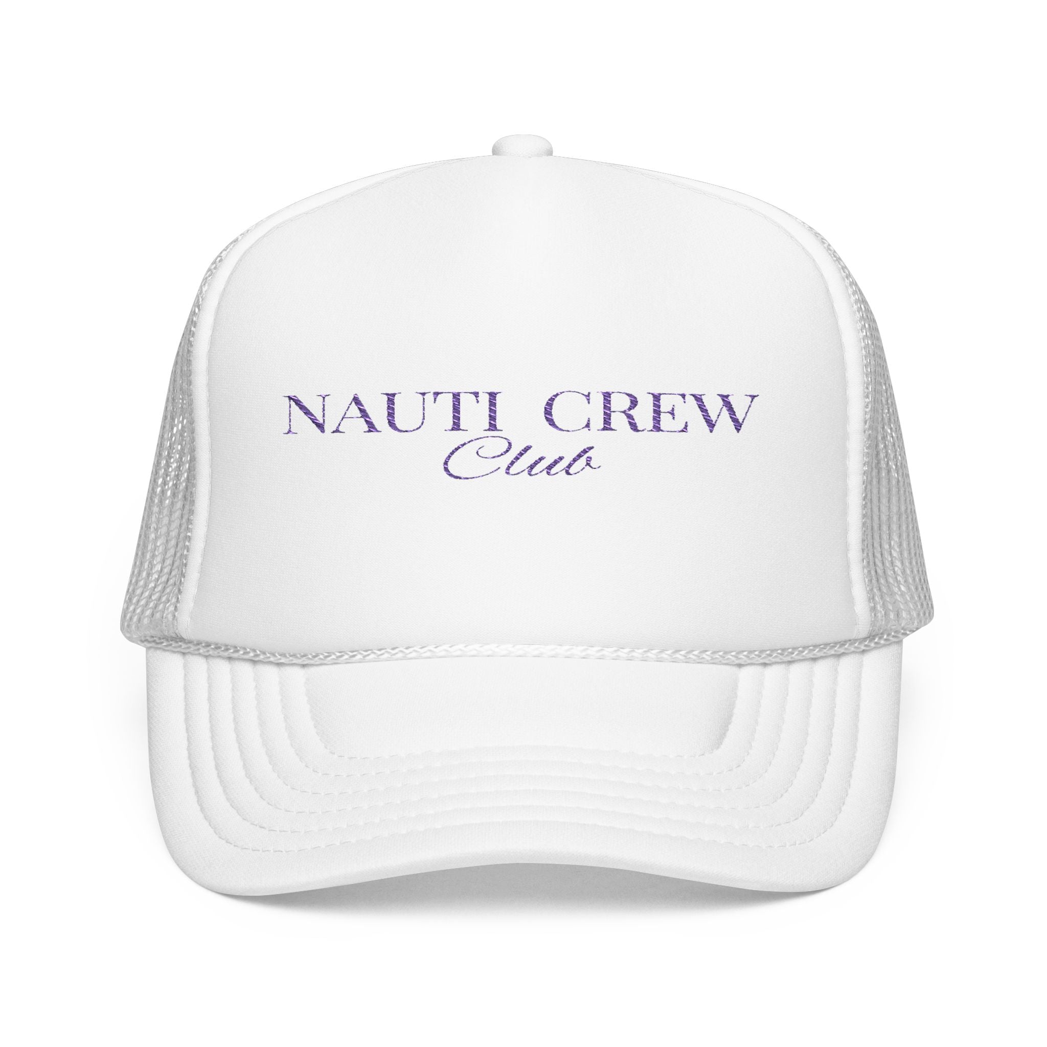 Matching- "Nauti Crew Club" -Trucker Hat, Embroidered Foam Hat for Boating, Nautical Gift, Beachwear Accessory, Summer Fashion