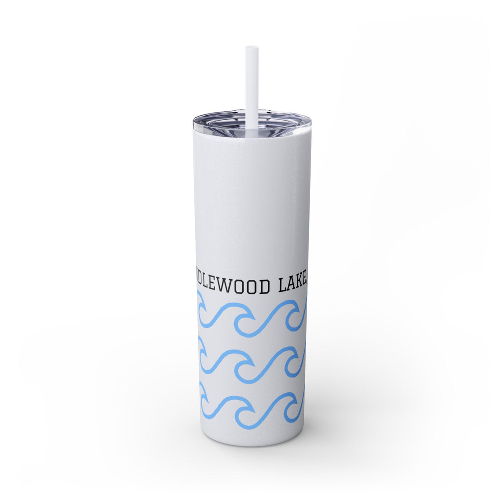 Personalized Skinny Tumbler with Straw - Coastal Waves Design, 20oz