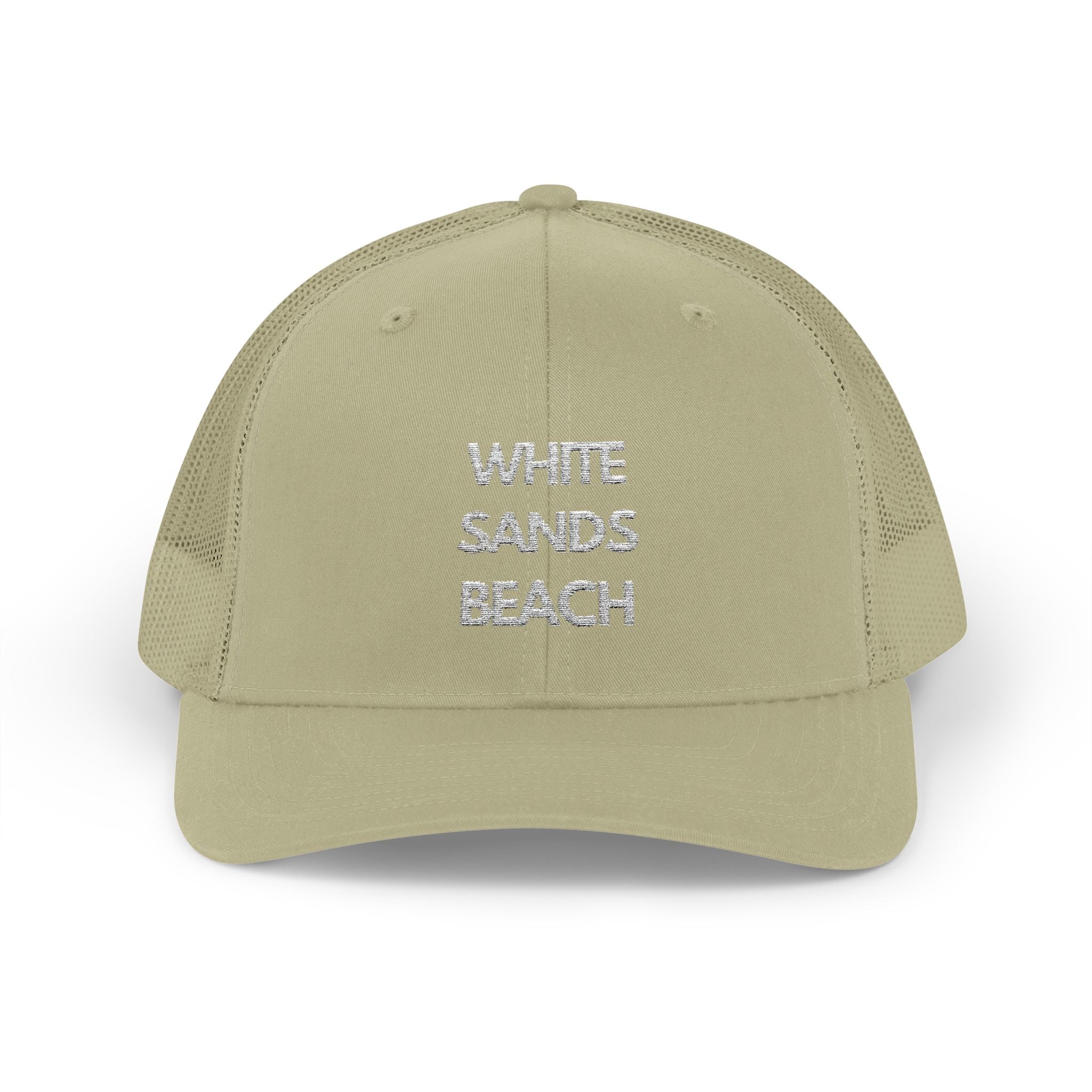 "White Sands Beach" - Snapback Trucker Cap - Perfect for Summer, Vacation, or Outdoor Events, Casual Style, Unisex Accessories, Gift Idea