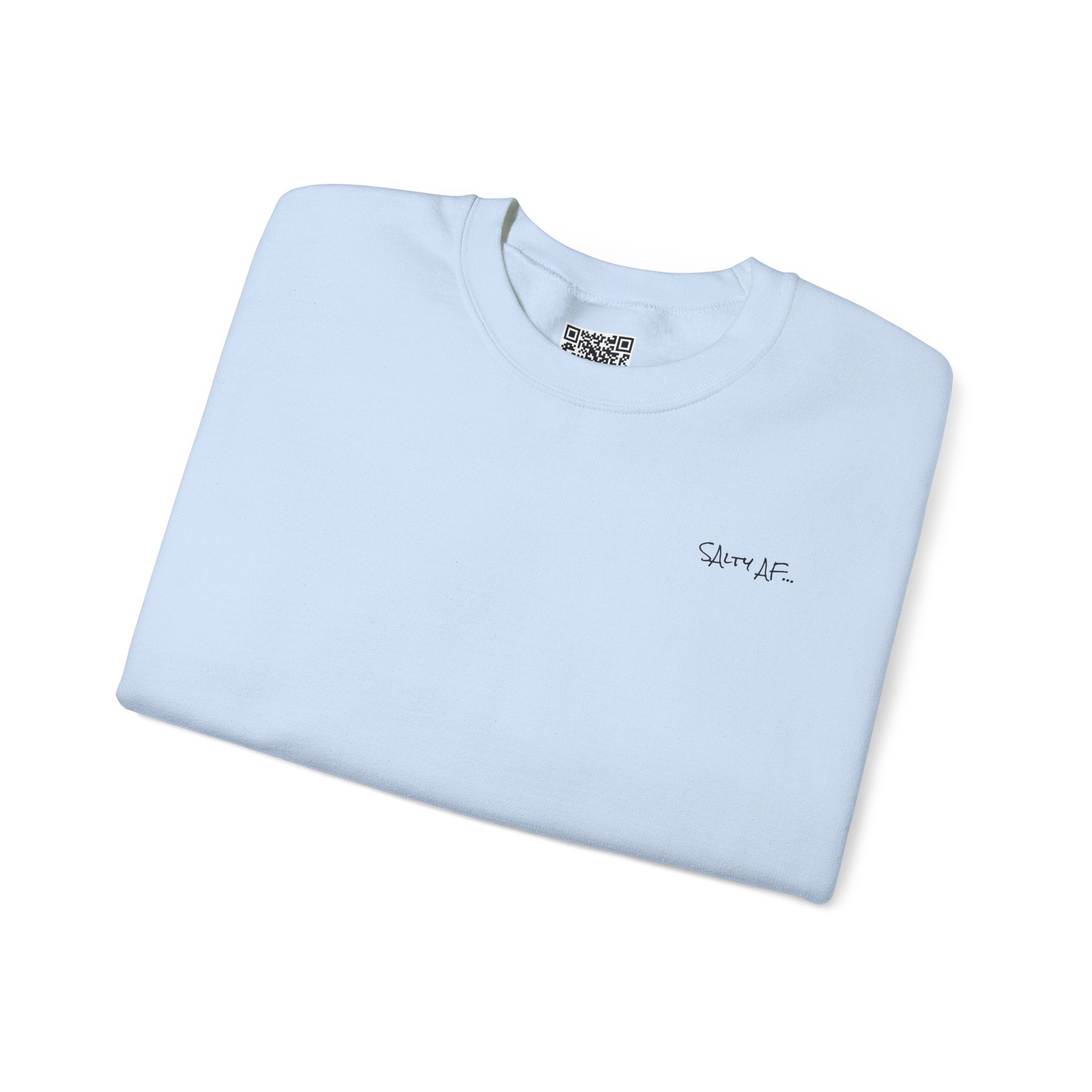Adult- "Salty AF..." (Front) "White Sands Beach -Old Lyme, CT" (Back) With Flag on Sleeve- Unisex Crewneck