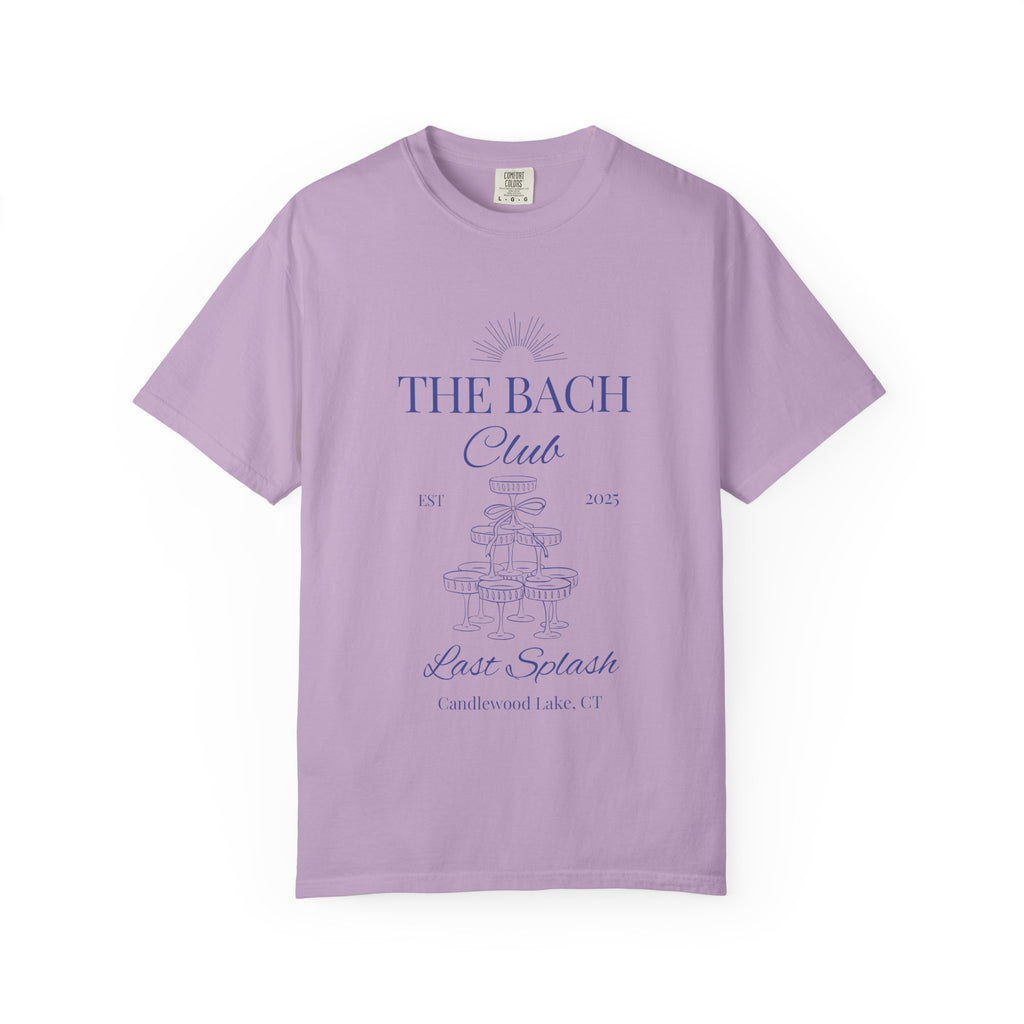 Matching "The Bach Club -Last Splash- Candlewood Lake" -T-Shirt in Blue Writing-Choose a Color-  Perfect for Bachelorette and Wedding Parties- Unisex Vacation Top, Sailor Humor Apparel