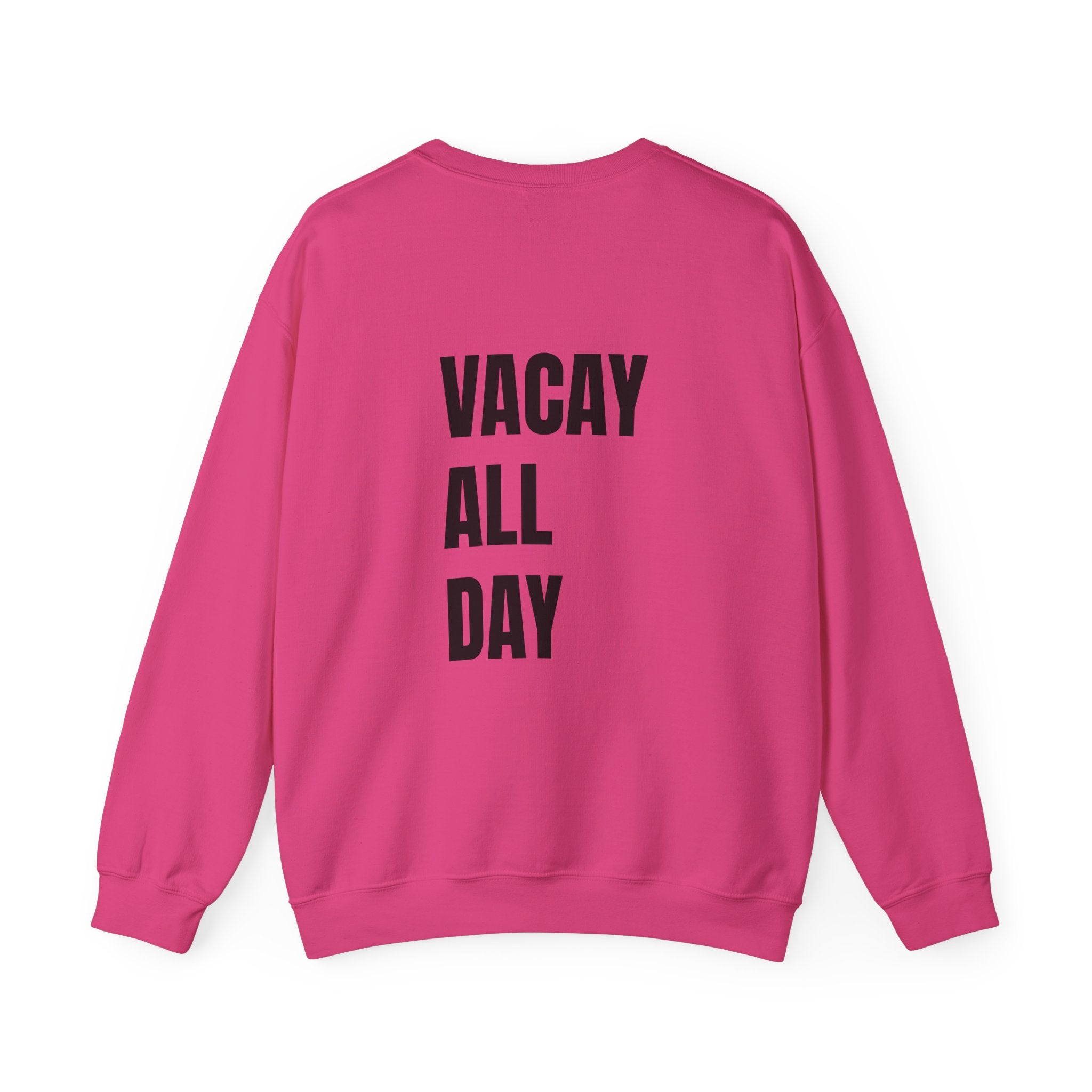 Adult- Teacher Crew Neck " Summer Time" (Front)  "Vacay All Day" (Back) -Crewneck Sweatshirt, Cozy Fall Apparel, Unisex Gift, Casual Style, September Vibes, Seasonal Fashion