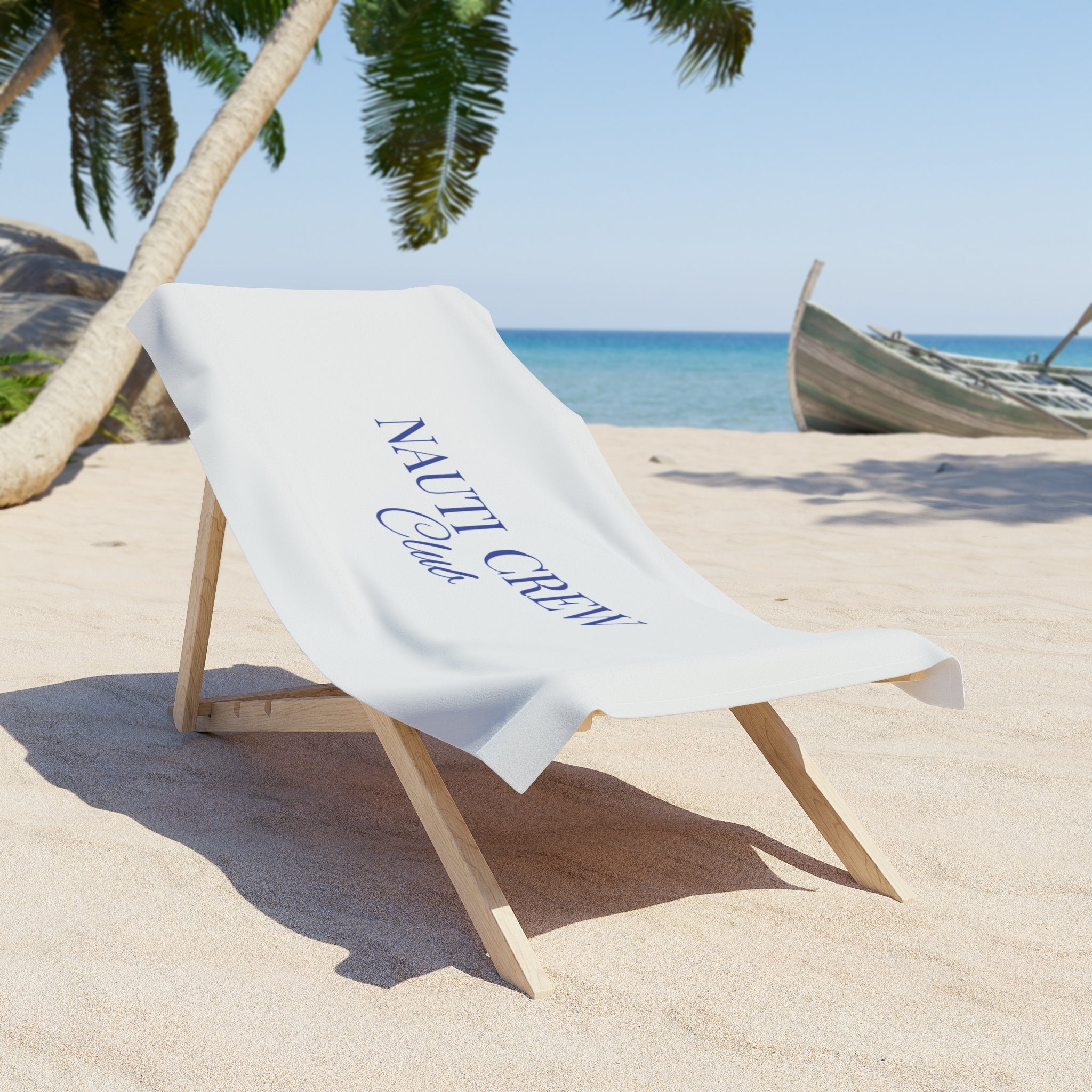 "Nauti Crew Club"  Beach Towel- Bachelorettes and Wedding Parties - Summer Fun, Nautical Theme, Gift for Sea Lovers, Poolside Accessory, Vacation Essential