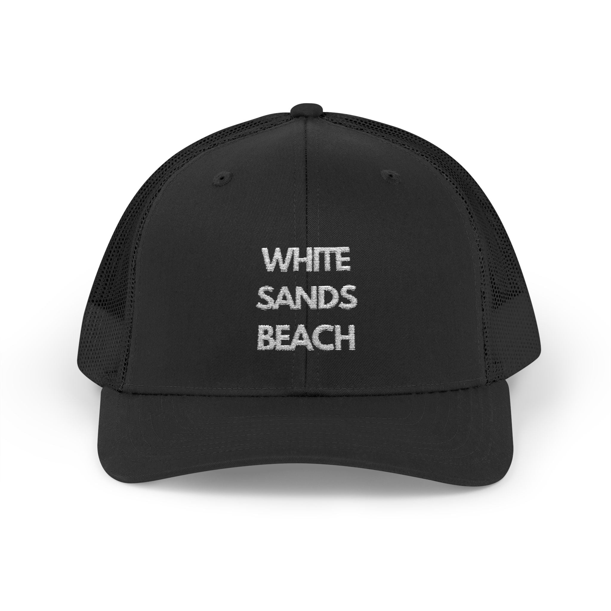 "White Sands Beach" - Snapback Trucker Cap - Perfect for Summer, Vacation, or Outdoor Events, Casual Style, Unisex Accessories, Gift Idea
