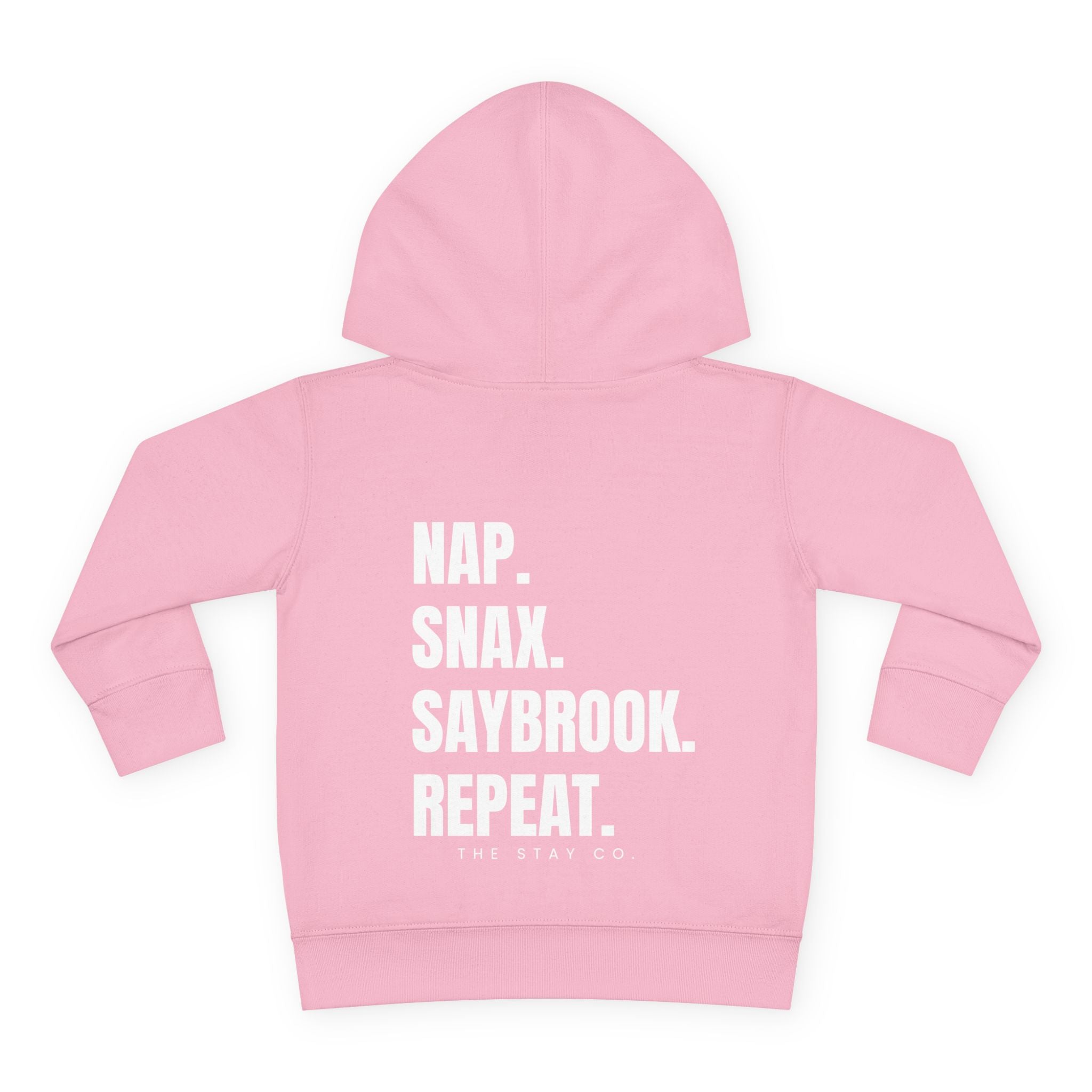 Toddler Hoodie- Saybrook Manor Association Logo on Front - "NAP. SNAX. SAYBROOK. REPEAT."