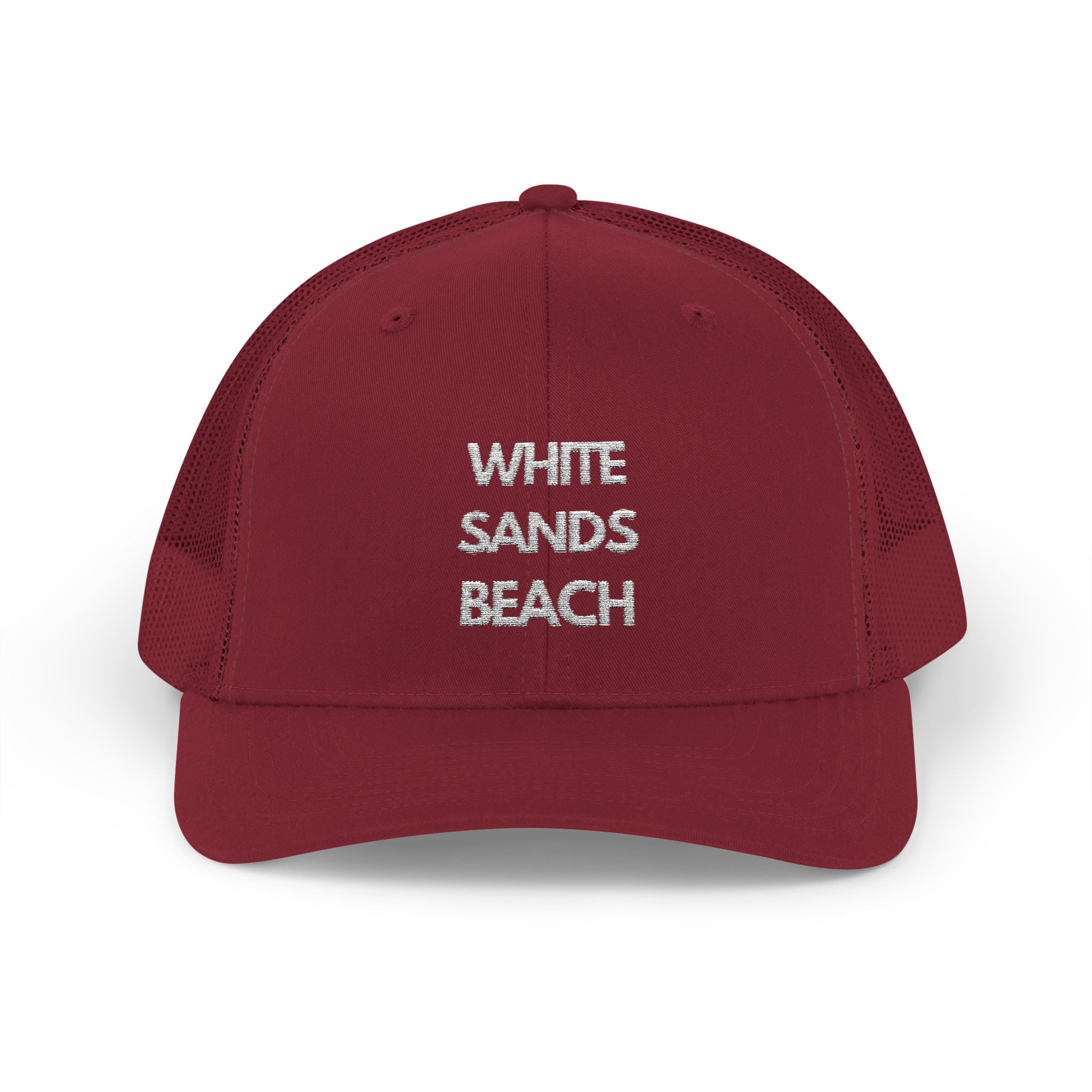 "White Sands Beach" - Snapback Trucker Cap - Perfect for Summer, Vacation, or Outdoor Events, Casual Style, Unisex Accessories, Gift Idea