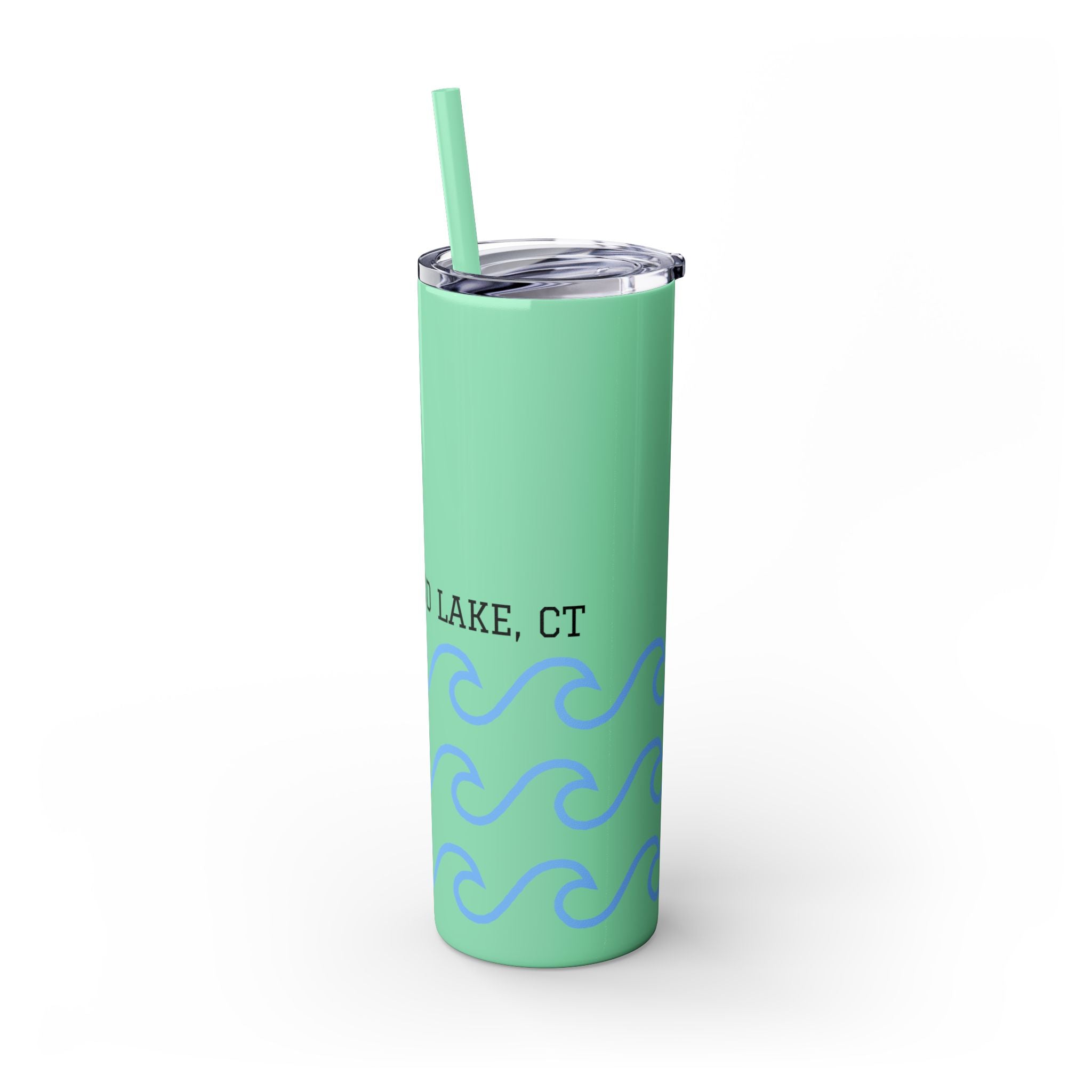 Personalized Skinny Tumbler with Straw - Coastal Waves Design, 20oz