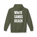 Adult- "Out Of Office" (Front) "White Sands Beach" (Back) - White Writing Hoodie