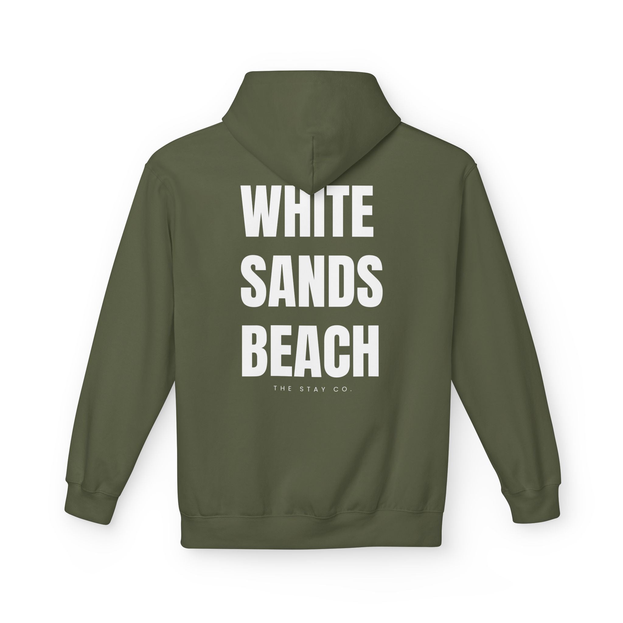 Adult- "Out Of Office" (Front) "White Sands Beach" (Back) - White Writing Hoodie