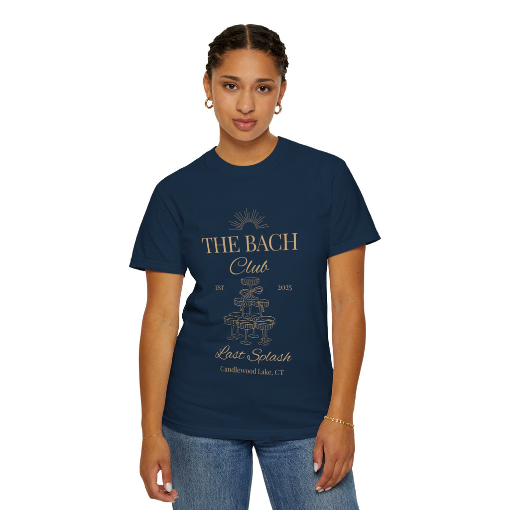 Matching "The Bach Club-Last Splash- Candlewood Lake" -In Beige Writing- Choose a Color Shirt- Perfect for Bachelorette and Wedding Parties- Unisex Vacation Top, Sailor Humor Apparel
