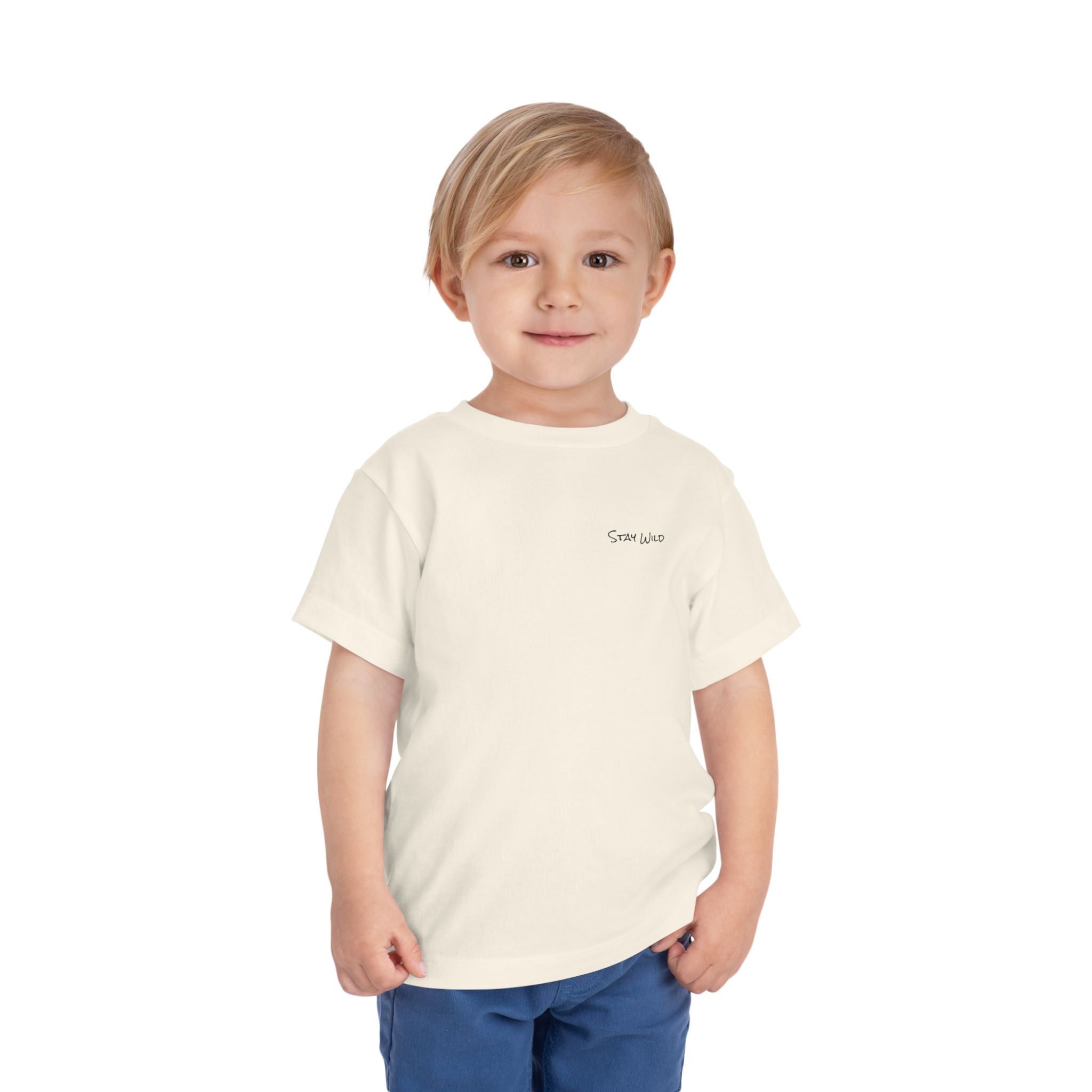 Toddler (2T-5T) - "Stay Wild" (Front) - "Stay Wild Lake Child" (Back) -Black Writing Short Sleeve Tee