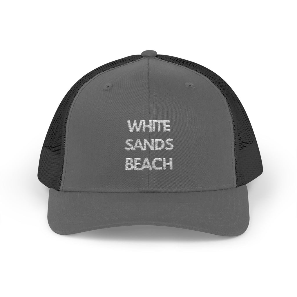 "White Sands Beach" - Snapback Trucker Cap - Perfect for Summer, Vacation, or Outdoor Events, Casual Style, Unisex Accessories, Gift Idea