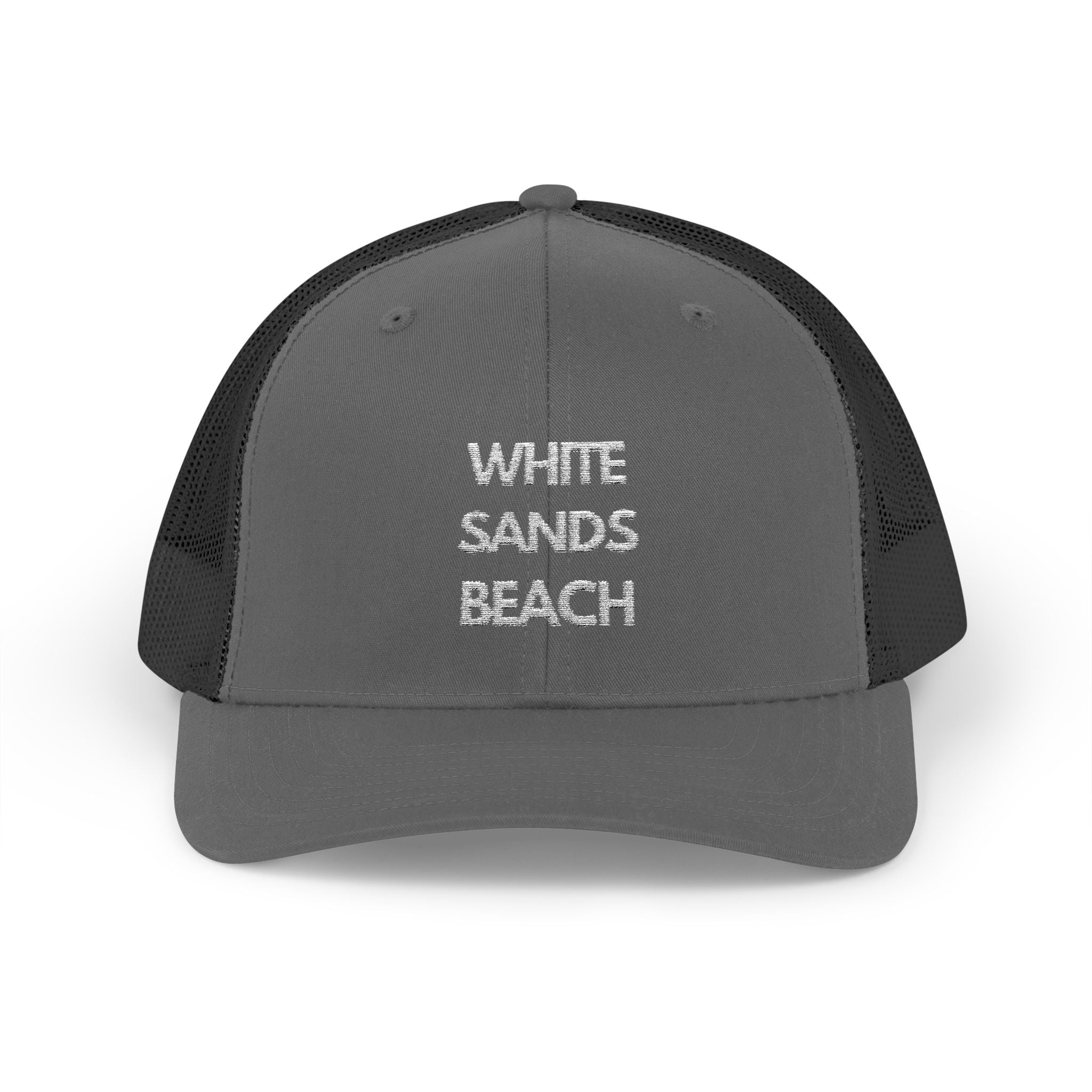 "White Sands Beach" - Snapback Trucker Cap - Perfect for Summer, Vacation, or Outdoor Events, Casual Style, Unisex Accessories, Gift Idea