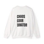 Adult- Teacher Crew Neck "Fueled by Caffeine" (Front) - "Chaos Coordinator"- (Back) Crewneck Sweatshirt, Cozy Fall Apparel, Unisex Gift, Casual Style, September Vibes, Seasonal Fashion