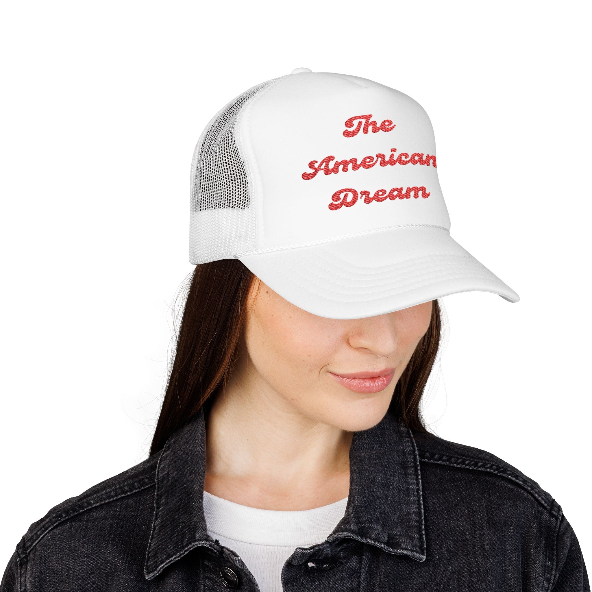 "The American Dream"- Foam Trucker Hat, Embroidered Cap, BBQ Hat, Perfect Gift for Grilling Enthusiasts, Summer BBQ Accessory, Fun Party Hat