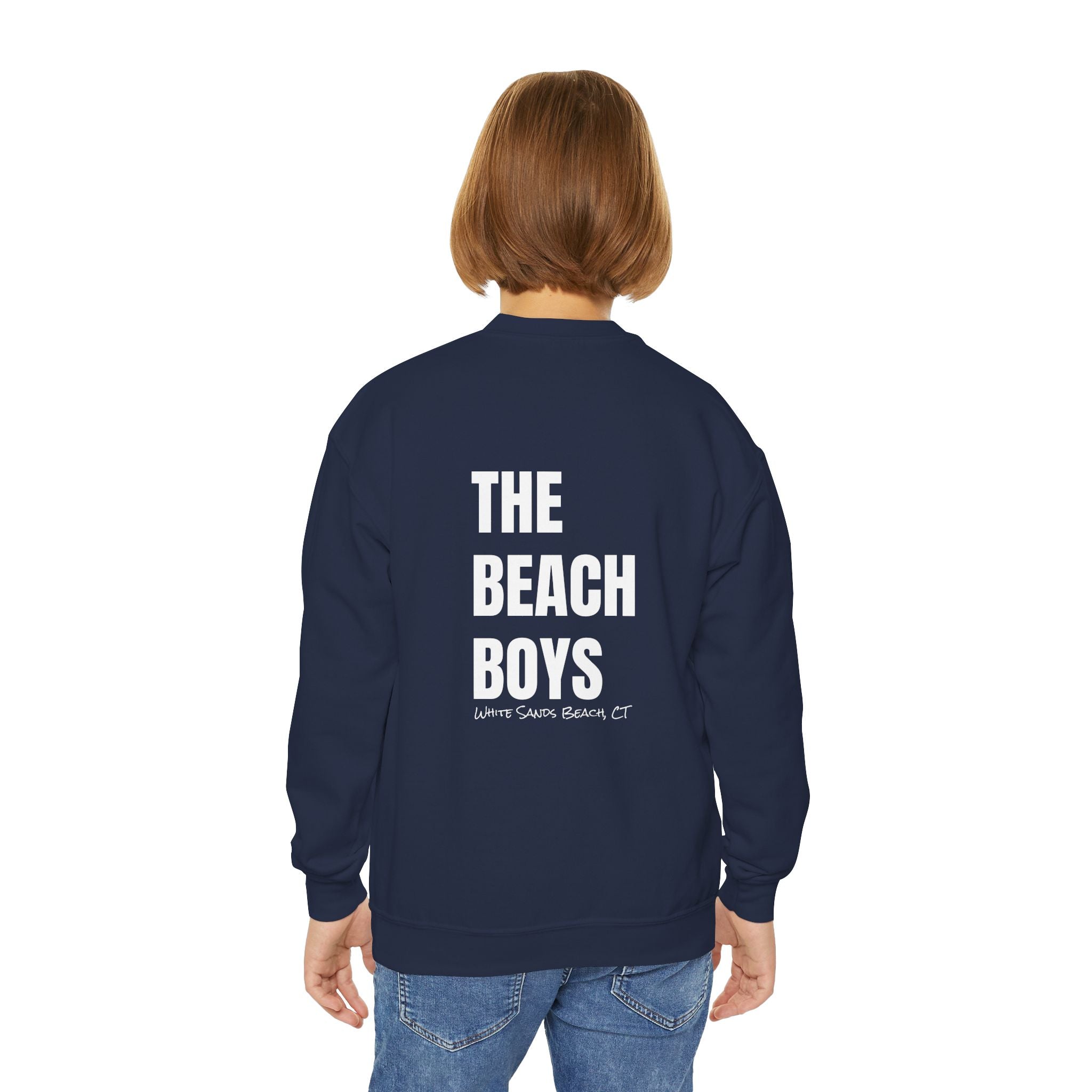 Youth- Beach Sweatshirt for Boys- In White Writing Youth Crewneck