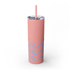 Personalized Skinny Tumbler with Straw - Coastal Waves Design, 20oz