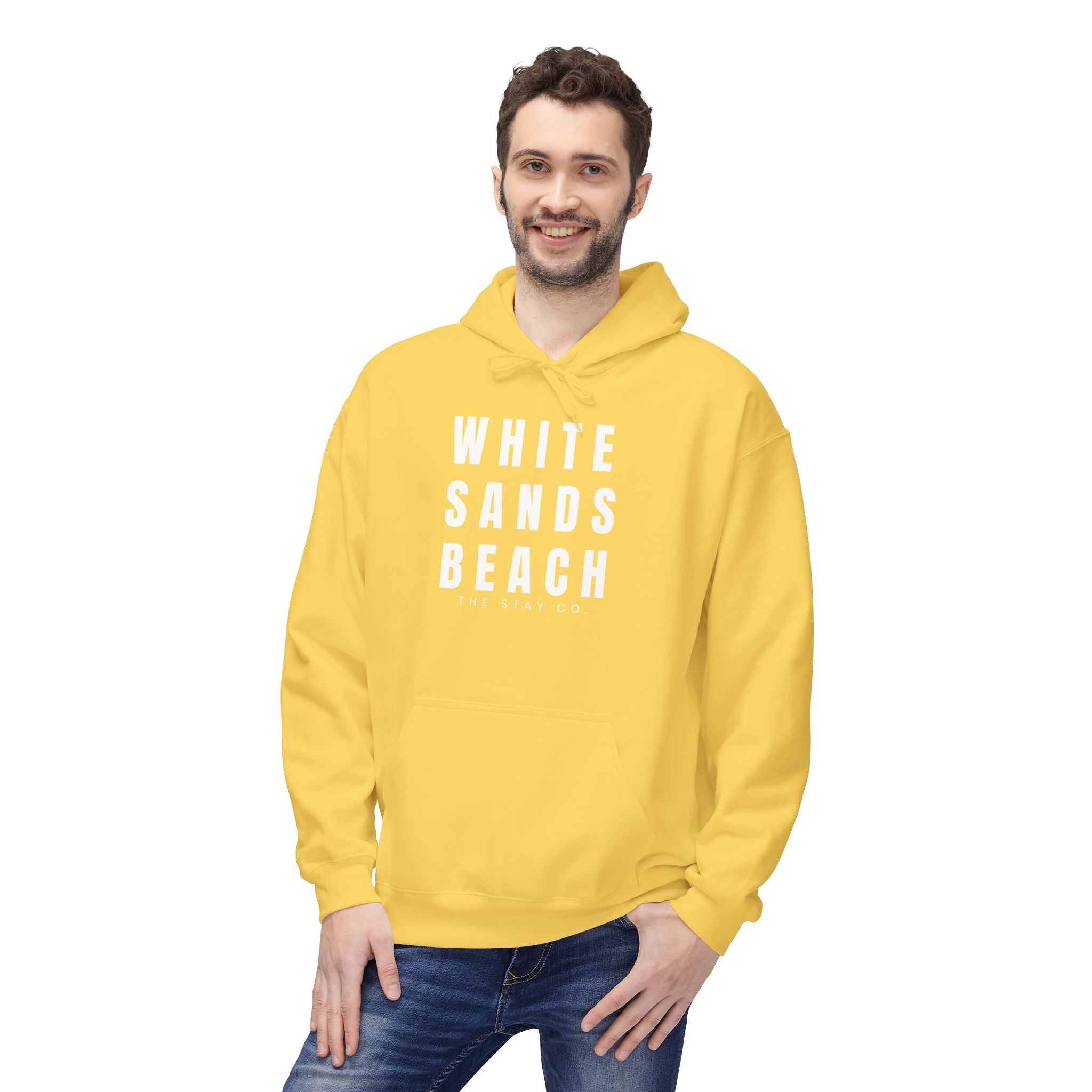 White Sands Beach Hoodie in White Writing
