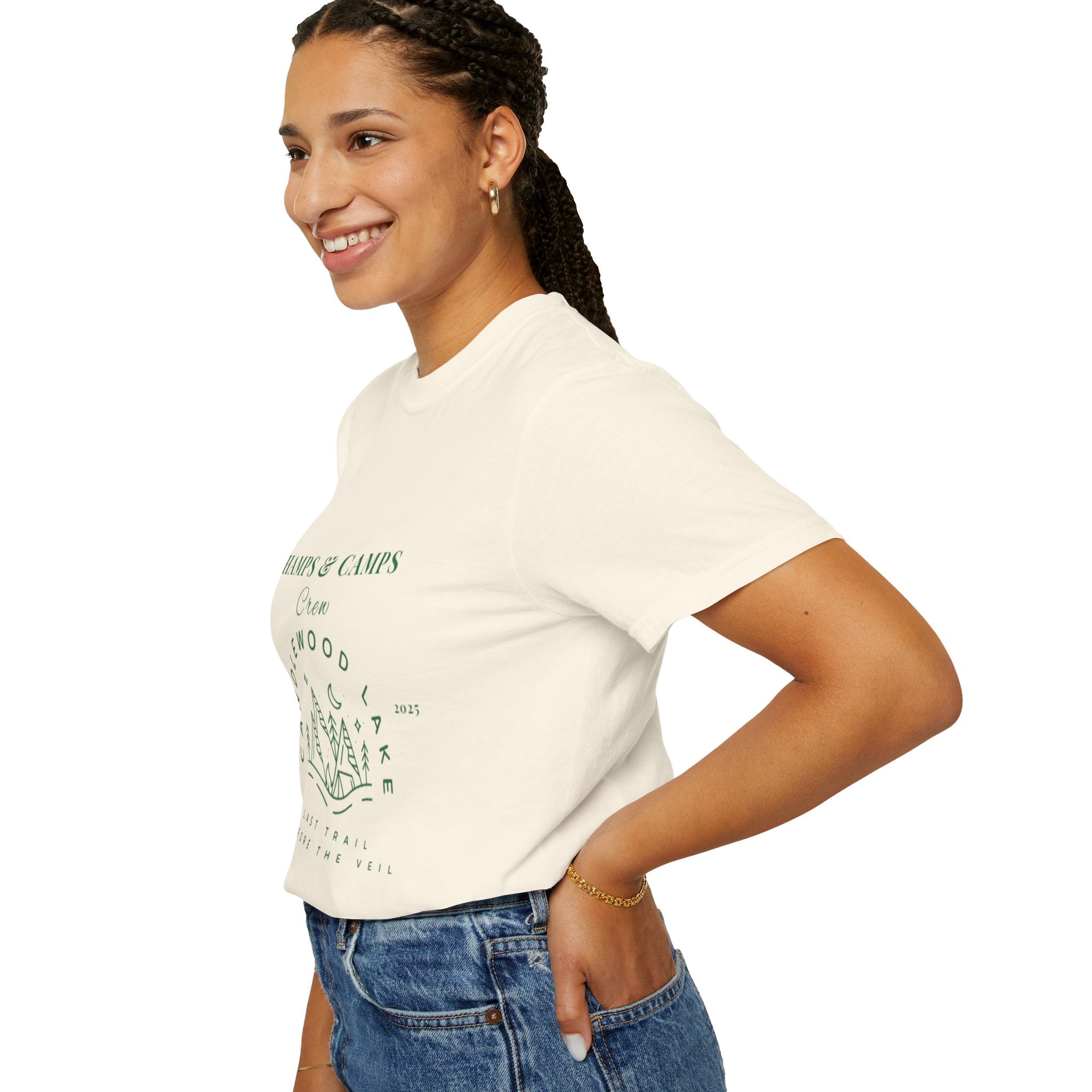 "Champs & Camps" -Camp Themed Bachelorette or Wedding Tee,  Bride Shirt, Bachelorette Party Gift, Summer Vacation Wear, [...]