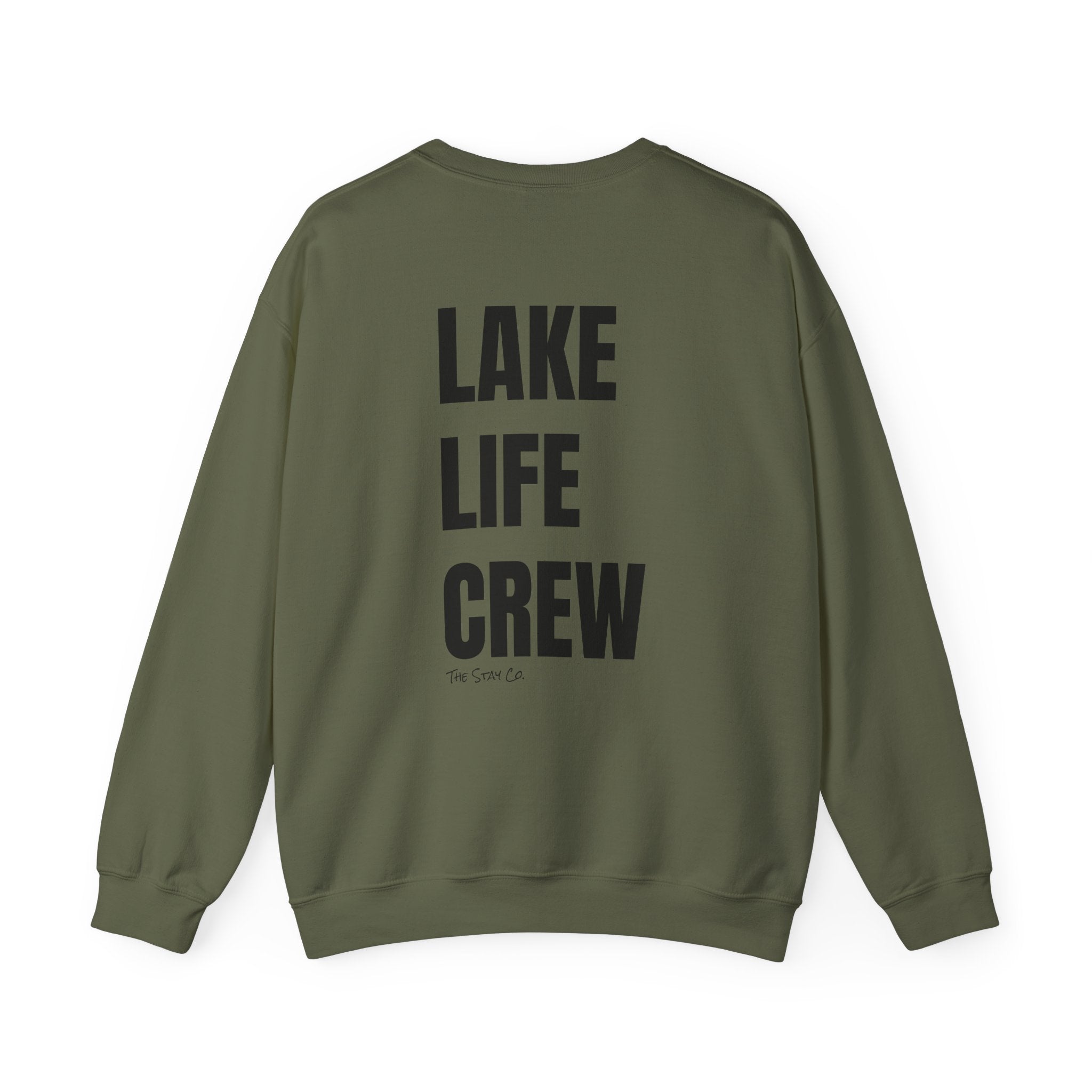 Adult- "Made for this"- (Front)  "Lake Life Crew" (Back)- Black Writing- Unisex Crewneck Sweatshirt