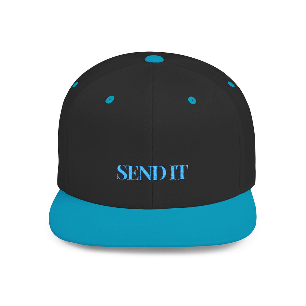 Embroidered Snackback Cap-"Send It"- In Blue Casual Hat, Outdoor Apparel, Summer Fashion, Gift for Him/Her, Festival Accessory