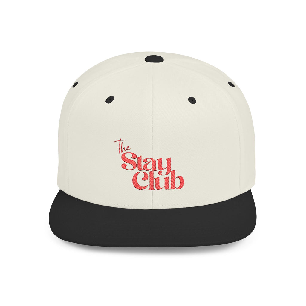 "The Stay Club"  Stylish Flat Bill Snapback Hat - Perfect Gift for Brunettes, Casual Outfits, Outdoor Events, Seasonal Fashion, Trendy Accessories