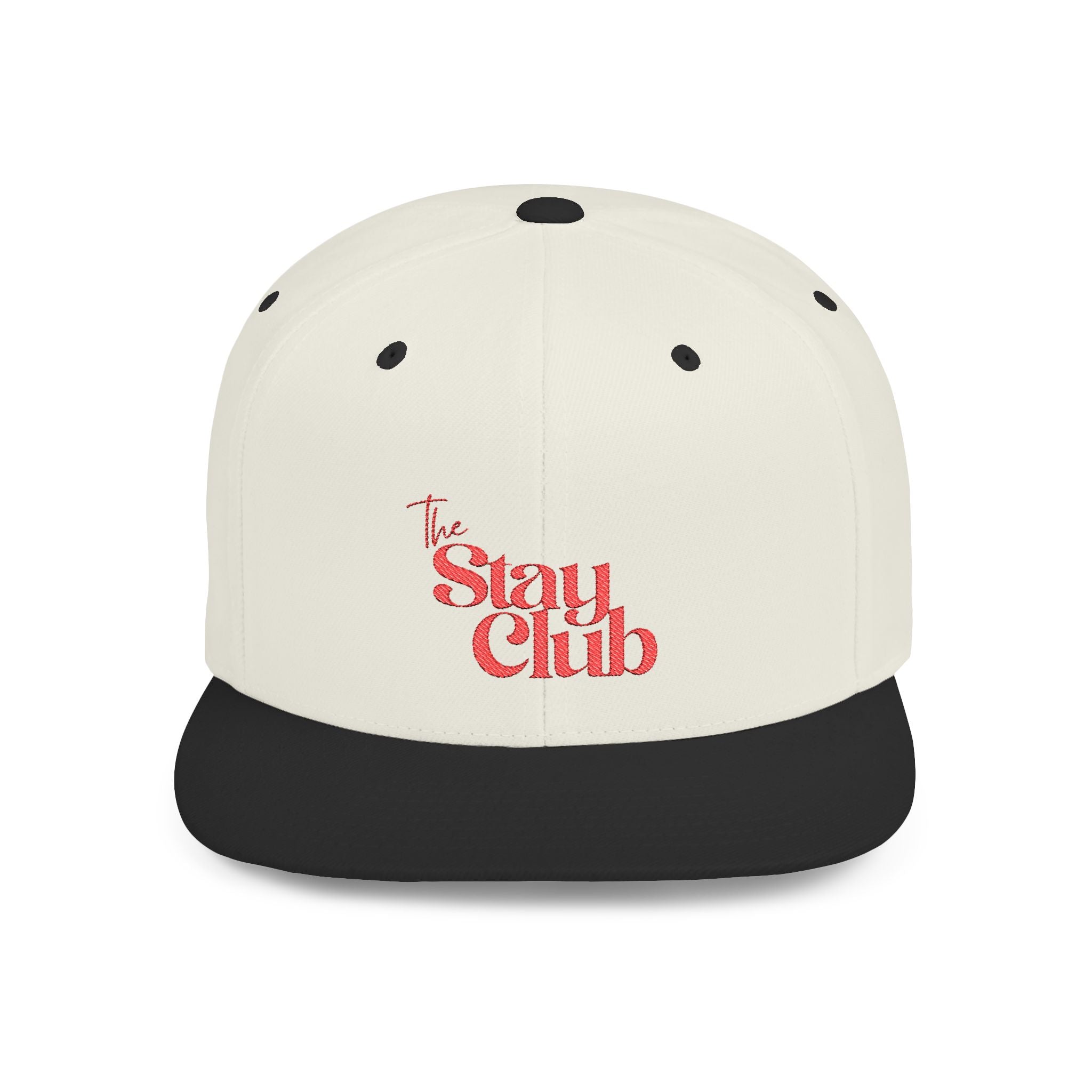 "The Stay Club"  Stylish Flat Bill Snapback Hat - Perfect Gift for Brunettes, Casual Outfits, Outdoor Events, Seasonal Fashion, Trendy Accessories