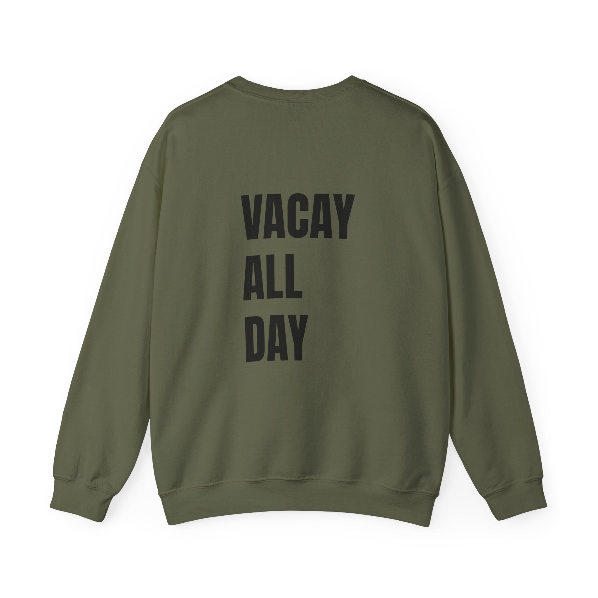 Adult- Teacher Crew Neck " Summer Time" (Front)  "Vacay All Day" (Back) -Crewneck Sweatshirt, Cozy Fall Apparel, Unisex Gift, Casual Style, September Vibes, Seasonal Fashion
