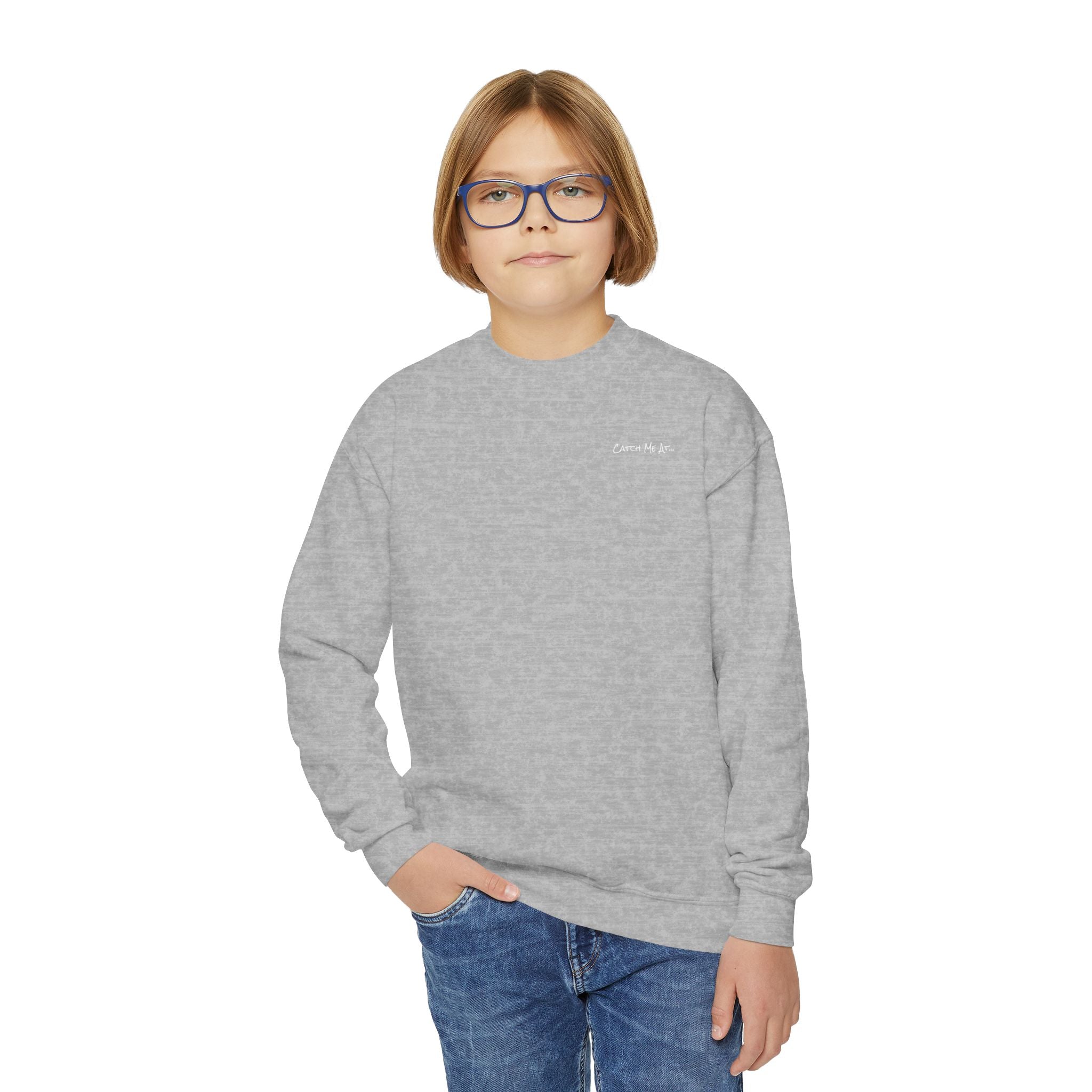 Youth-(XS-XL) "Catch Me At" (Front) "Candlewood Lake" (Back)- Unisex Crewneck Sweatshirt