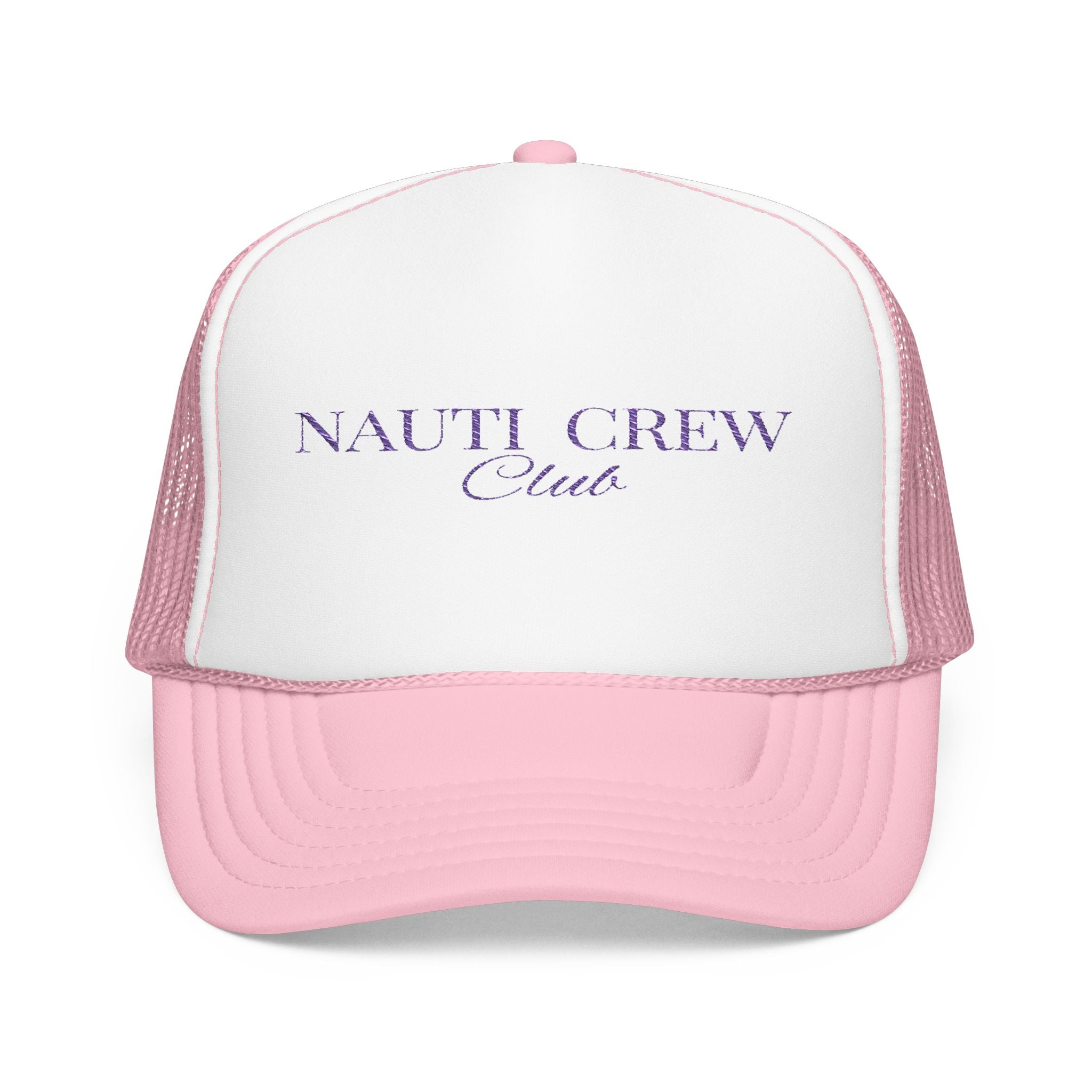 Matching- "Nauti Crew Club" -Trucker Hat, Embroidered Foam Hat for Boating, Nautical Gift, Beachwear Accessory, Summer Fashion