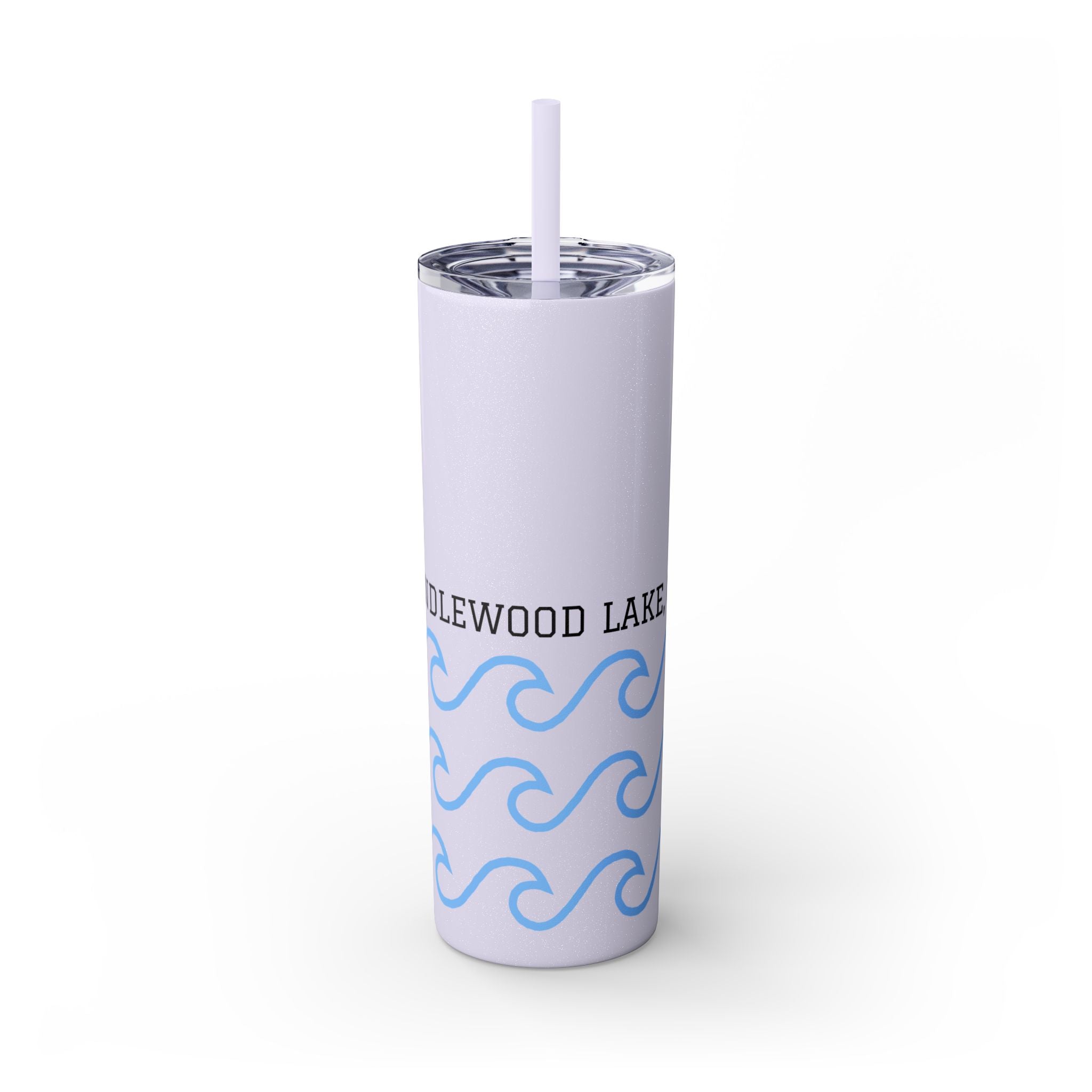 Personalized Skinny Tumbler with Straw - Coastal Waves Design, 20oz