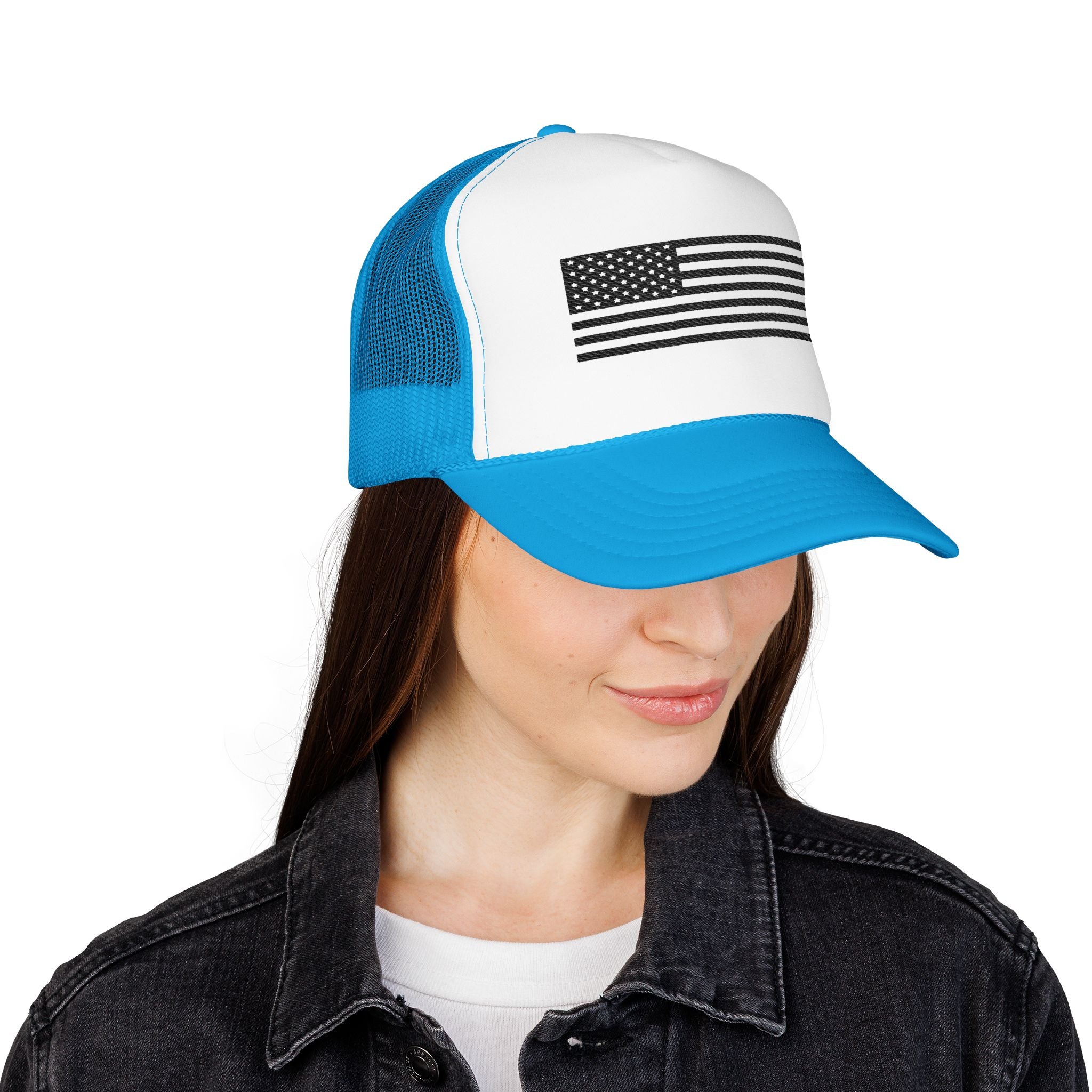 Flag- Foam Trucker Hat, Embroidered Cap, BBQ Hat, Perfect Gift for Grilling Enthusiasts, Summer BBQ Accessory, Fun Party Hat