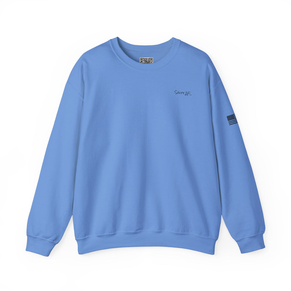 Adult- "Salty AF" (Front) "Old Lyme New Tan" (Back)- with Flag -Unisex Crewneck