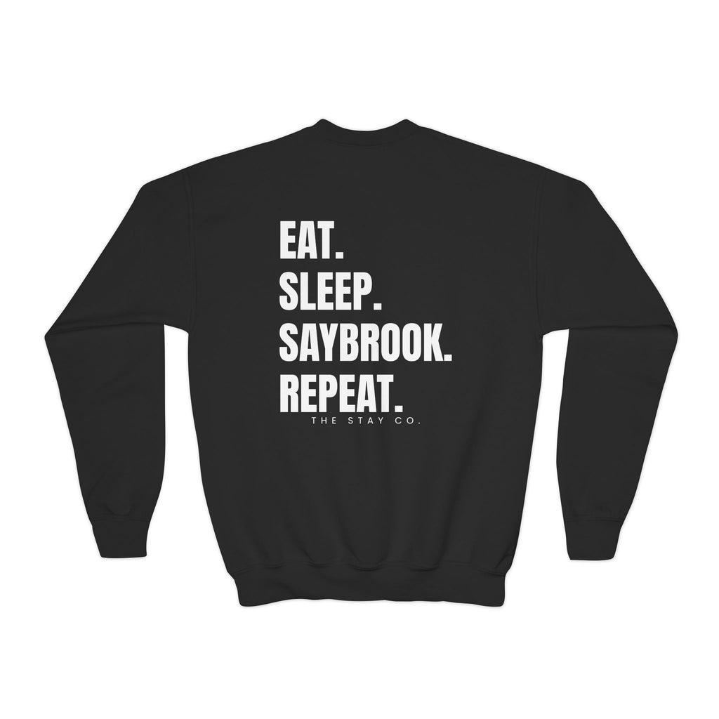 Youth-(XS-XL) Crewneck-Saybrook Association Logo On Front- "EAT. SLEEP. SAYBROOK. REPEAT." On Back