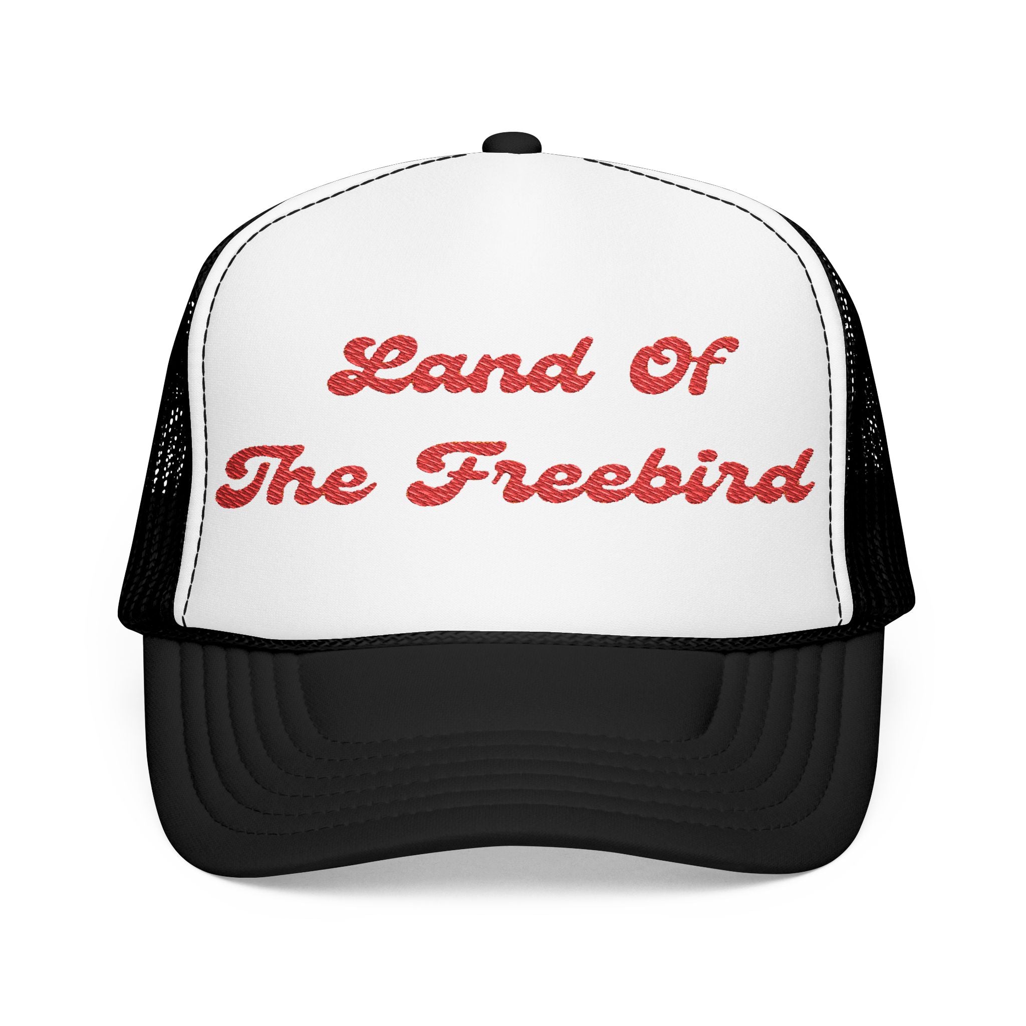 "Land of the Freebird"- Foam Trucker Hat, Embroidered Cap, BBQ Hat, Perfect Gift for Grilling Enthusiasts, Summer BBQ Accessory, Fun Party Hat