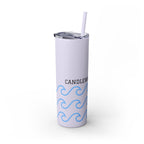Personalized Skinny Tumbler with Straw - Coastal Waves Design, 20oz