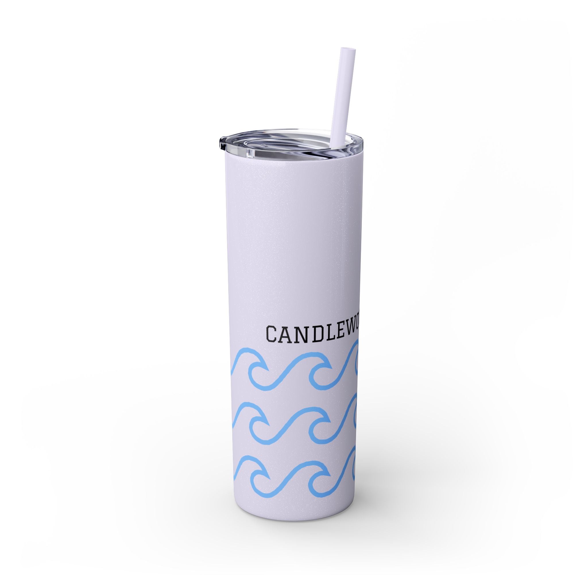 Personalized Skinny Tumbler with Straw - Coastal Waves Design, 20oz