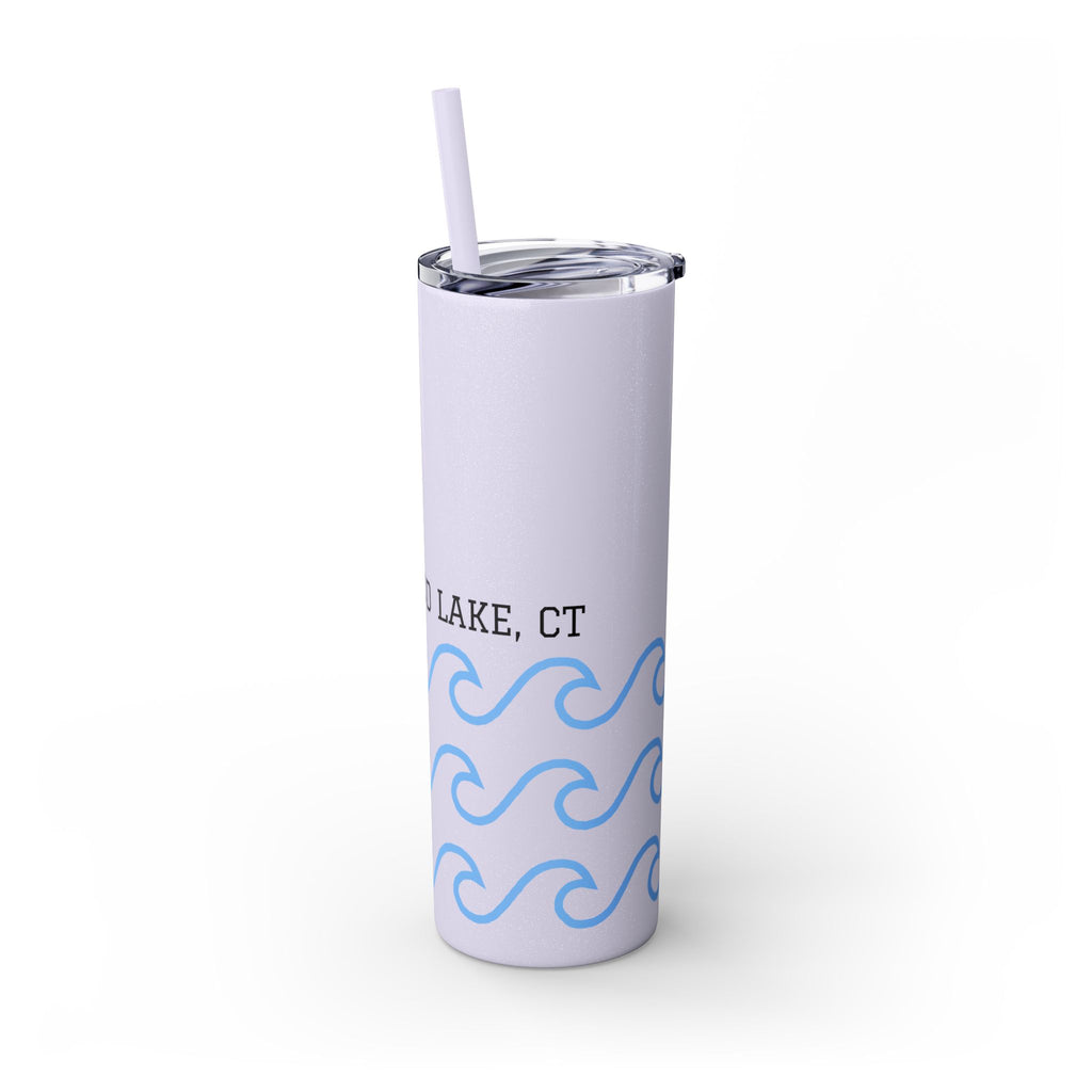 Personalized Skinny Tumbler with Straw - Coastal Waves Design, 20oz