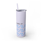 Personalized Skinny Tumbler with Straw - Coastal Waves Design, 20oz