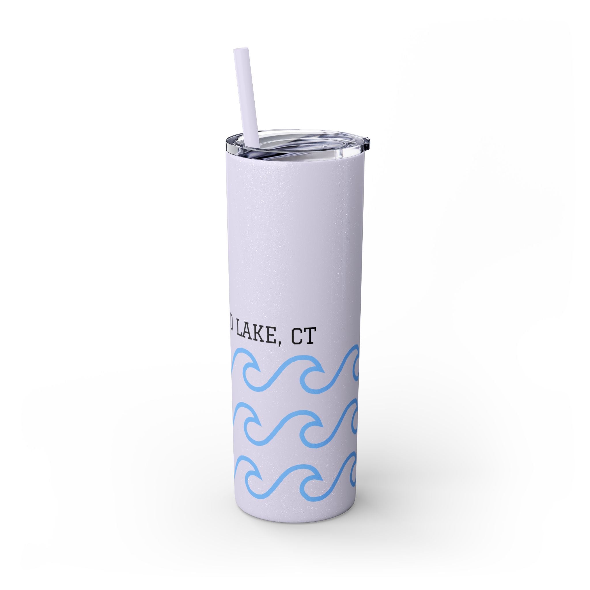Personalized Skinny Tumbler with Straw - Coastal Waves Design, 20oz