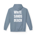 Adult- "Out Of Office" (Front) "White Sands Beach" (Back) - White Writing Hoodie