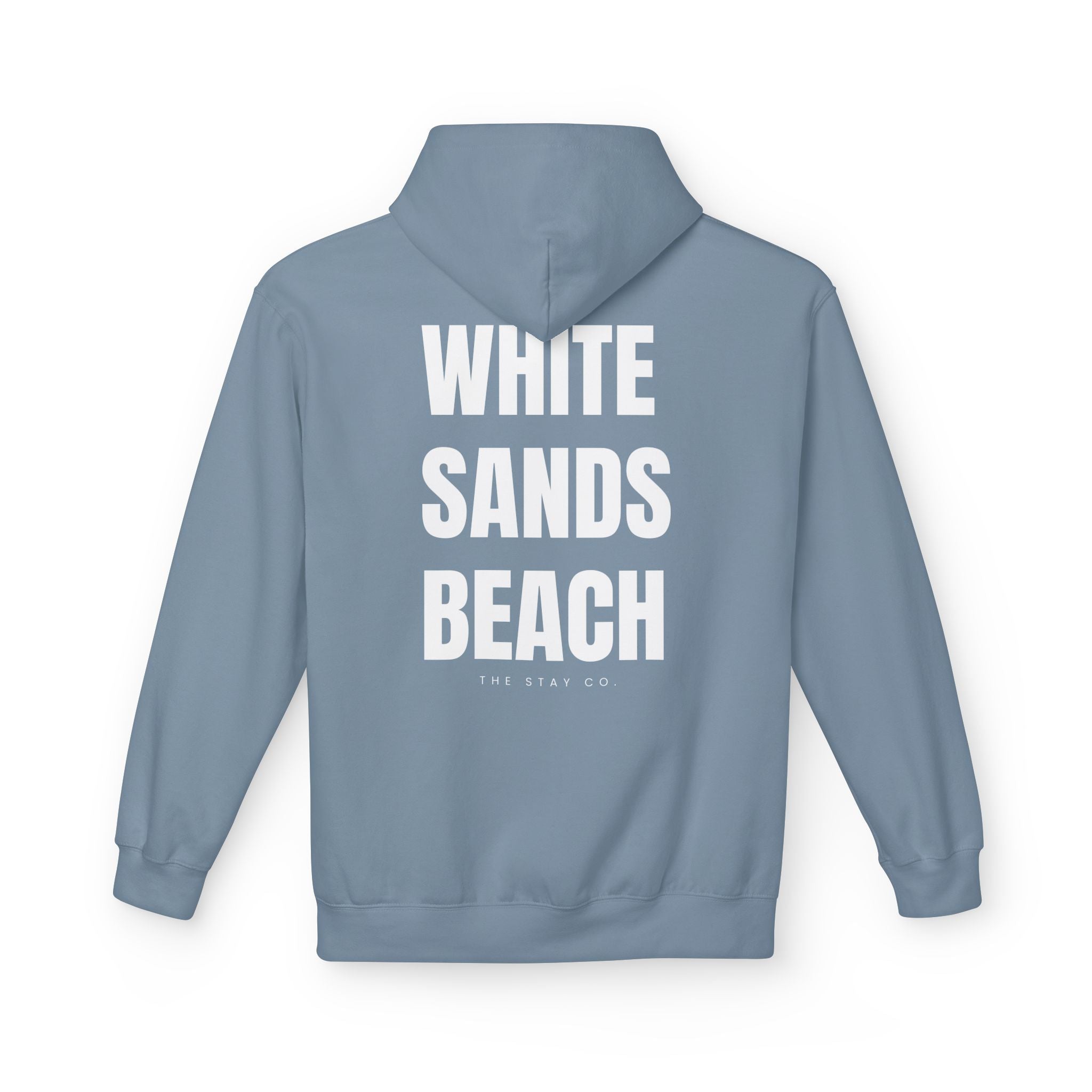 Adult- "Out Of Office" (Front) "White Sands Beach" (Back) - White Writing Hoodie