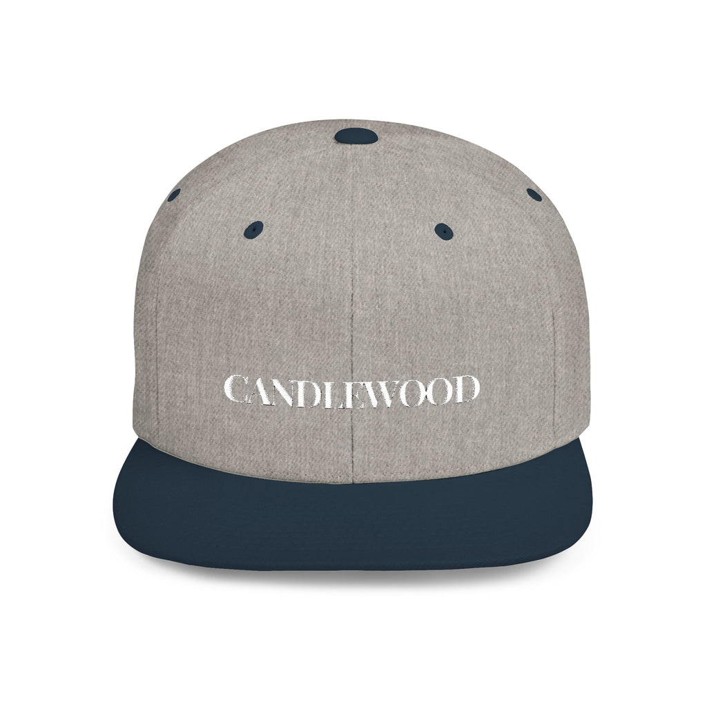 Embroidered Snackback Cap-"Candlewood"- In White Writing-Casual Hat, Outdoor Apparel, Summer Fashion, Gift for Him/Her, Festival Accessory