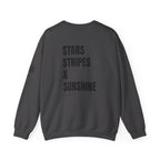 Adult- 'Merica (Front) Stars, Stripes & Sunshine (Back)- Unisex Crewneck Sweatshirt, Fourth of July, Summer Fun, Boat Days