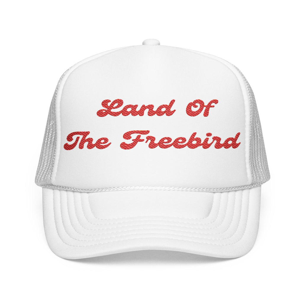 "Land of the Freebird"- Foam Trucker Hat, Embroidered Cap, BBQ Hat, Perfect Gift for Grilling Enthusiasts, Summer BBQ Accessory, Fun Party Hat