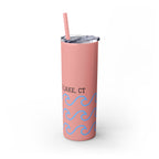 Personalized Skinny Tumbler with Straw - Coastal Waves Design, 20oz