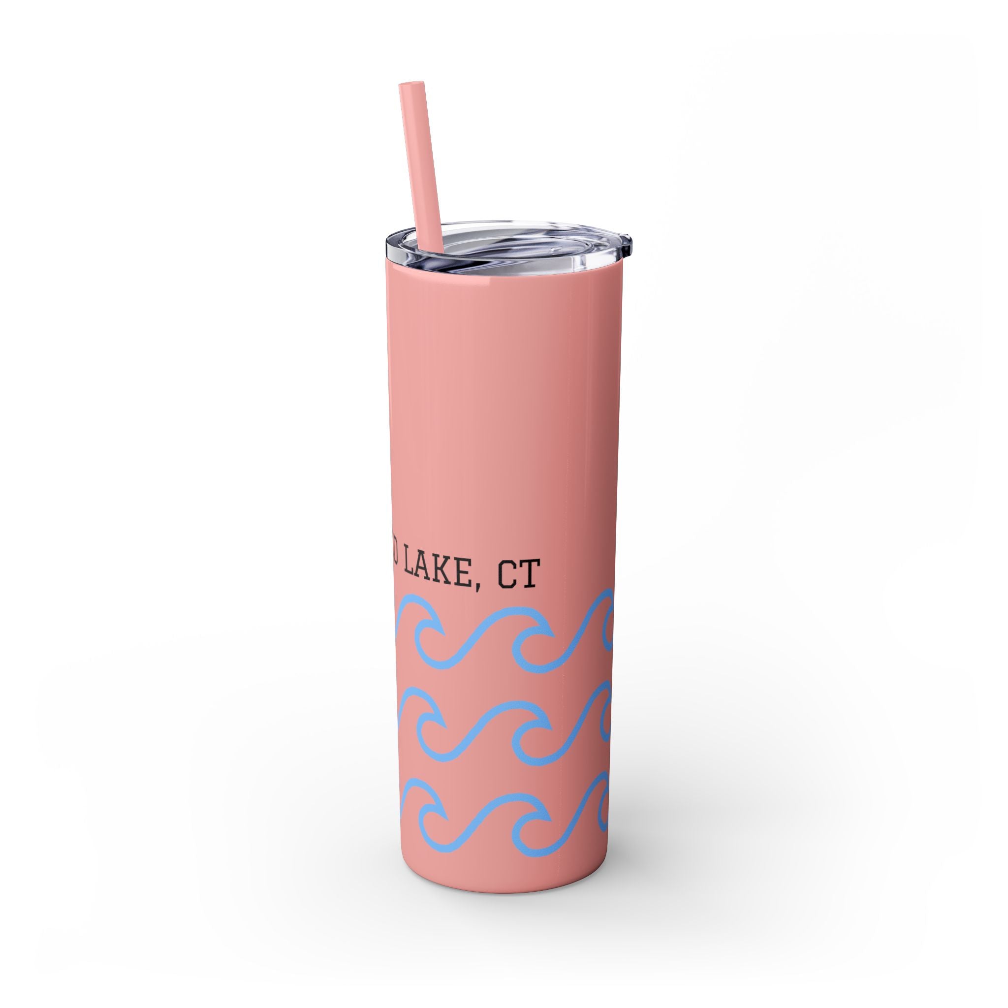 Personalized Skinny Tumbler with Straw - Coastal Waves Design, 20oz